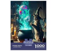 Halloween 1000 Piece The Witch's Cat Jigsaw Puzzles for Adults And Kids Family Educational Games 1000 Pieces Beautiful Decoration Challenge High Difficulty 38x26cm/1000pcs