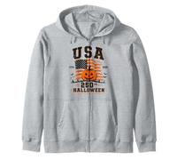 Halloween 250th Anniversary Pumpkin USA Flag Halloween Zip Hoodie