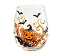 Halloween 3D Artisan Glassware Collection, Halloween Glass Cups with Pumpkin, Ghosts, Black Cats & Spider Webs Design, Clear Spooky Drinking Glasses Cups for Festive Party Home Decor (Pumpkin)