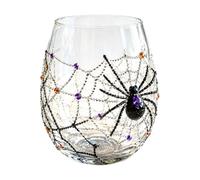 Halloween 3D Artisan Glassware Collection, Halloween Glass Cups with Pumpkin, Ghosts, Black Cats & Spider Webs Design, Clear Spooky Drinking Glasses Cups for Festive Party Home Decor (Spider)