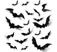 Halloween 3D Bats Stickers Decorations 96pcs 4 Different Sizes Scary Bat Wall Decal Decor for Windows Wall Home Door, Outdoor Indoor DIY Halloween Party Supplies