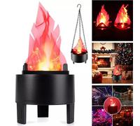 Halloween 3D Electric Campfire Artificial Flickering Flame Table Lamp Fake Fire Light Realistic Flame Stage Effect Light for Christmas Party Festival Decoration