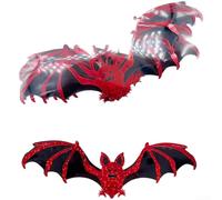 Halloween 3D Flying Mammal Wall Stickers 12PCS Double Layer Red/Black Self-Adhesive PVC Reusable for Party Home Living Room Bedroom Office 15x5cm(C)