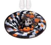Halloween 3D Illusion Door Mat Round Spooky Quilted 3D Illusion Rug