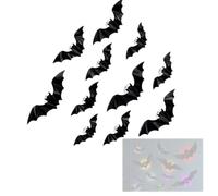 Halloween 3D Lighted Bats, Realistic 3D Design, Light Up Flashing Modes (60PCS)