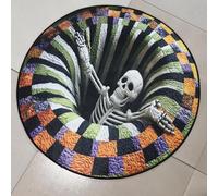 Halloween 3D Lllusion Skeleton Vortex Round Rug Candy Corn Abyss Non-Slip Spooky Carpet For Lndoor Outdoor Patio Party Home Decor (C,40inches)