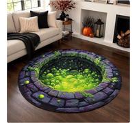 Halloween 3D Optical Illusion Round Rug,Hollow Hole Visual Effect Floor Mat | for Living Room, Entryway, Indoor Halloween Party Home Decoration and Space Decor,A,100cm