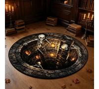 Halloween 3D Optical Illusion Round Rug,Vortex Hole Visual Effect Floor Mat | Spooky Decor Mat for Halloween Party, Indoor Space, Holiday Scene and Festive Home Arrangement,A,160cm