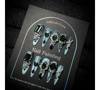 Halloween 3D Press on Claw Nails Set, 10Pcs M Reusable Dragon Eagle Cat Claw Designs in Glossy Black,Long Stiletto Gothic Fake Press on Nails for Women Style 4