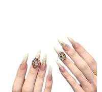 Halloween 3D Press on Claw Nails Set, 10Pcs S Reusable Dragon Eagle Cat Claw Designs in Glossy Black,Long Stiletto Gothic Fake Press on Nails for Women Style 8