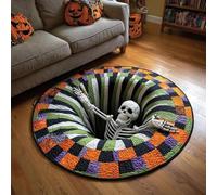 Halloween 3D Rug - Halloween Optical Illusion Rugs, Decorative Rug With Depth Pattern Theme, Ghost Skeleton Pumpkin Patterns, Soft & Durable Fabric, Gift For Home Parties