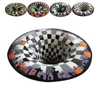 Halloween 3D Rug - Halloween Optical Illusion Rugs, Decorative Rug with Depth Pattern Theme, Soft & Durable Fabric, Skeleton & Pumpkin Patterns, Gift for Home Parties (#D,S)