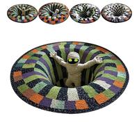 Halloween 3D Rug - Halloween Optical Illusion Rugs, Decorative Rug with Depth Pattern Theme, Soft & Durable Fabric, Skeleton & Pumpkin Patterns, Gift for Home Parties (#A,S)