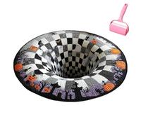 Halloween 3D Rug - Halloween Optical Illusion Rugs, Ghost Skeleton Pumpkin Patterns, Decorative Rugs with Depth Pattern, Soft & Durable Fabric, Halloween's Area Rugs for Living Room(D 55.12*55.12IN)