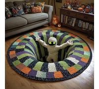 Halloween 3D Rug Optical Illusion Rug with Spooky Depth Design, Skeleton Ghost Pumpkin Patterns, Soft Non-Slip Halloween Floor Mat for Living Room Bedroom Party Home Decoration Gift(B#,39.37*39.37IN)