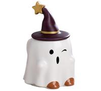 Halloween 450ml Ceramic Ghost Mug with Witch Hat Lid Cute Coffee Mug Home Office Novelty, Blinking elf