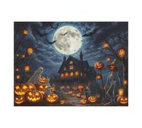 Halloween 500 Pieces Puzzle for Adults, Puzzles for Adults 500 Pcs, Enchanted Moonlit Haunted House Spooky Bat Jigsaw Puzzle, Challenging Puzzle Perfect for Game Nights, 20.5 X 15 Inch