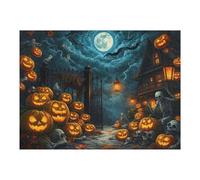 Halloween 500 Pieces Puzzle for Adults, Puzzles for Adults 500 pcs, Spooky Pumpkin Ghost Haunted House Jigsaw Puzzle, Challenging Puzzle Perfect for Game Nights, 20.5 X 15 in