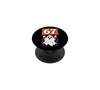 Halloween 67 Ghost Wooden Sign Funny Six Seven Meme PopSockets Adhesive PopGrip