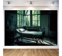 Halloween Abandoned Hospital Backdrop, Mental Haunted Hospital Creepy Interior Ward Room Bed Photography Background, Murder Crime Movie Party Decor Backdrop Adult Kid Photoshoot Studio Props 10X8ft
