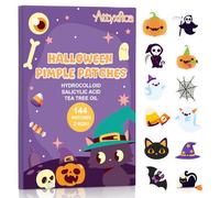 Halloween Acne Pimple Patches Cute - 144 Count Hydrocolloid Pimple Patches for Face, Spot Treatment Stickers w/Salicylic Acid & Tea Tree Oil for Zits and Blemishes, 2 Sizes & 12 Patterns