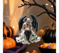 Halloween Acrylic Hanging Ornament，Pendant for Car & Keys/GJ-WSJ-022 | Gothic Fallen Angel Black Wings Design，Keychain,Car Rearview Mirror Pendant,Backpack Charms,With String,Holiday Decor