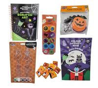 Halloween Activity Colouring & Sticker Bundle with Scratch Art, Books, Suncatchers, Foam Stickers, Stamps & Bonus Themed Neapolitans Treats - Fun Family Pack for Kids’ Halloween Evenings & Parties