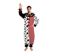 Halloween Adult Clown Costume Dot Stripe Killer Clowns Cosplay Jumpsuit | Classic Circus Costume, Women Men Halloween Party Jester Outfit, Carnival Dress Up Accessories