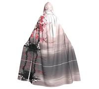 Halloween Adult Hooded Cape Cloak DDCXZPP Bamboo and Cherry blossoms Tree Zen Picture Super Large Hooded Cloak with Bow Tie