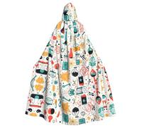 Halloween Adult Hooded Cape Cloak DDCXZPP chemistry print Picture Super Large Hooded Cloak with Bow Tie
