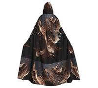 Halloween Adult Hooded Cape Cloak DDCXZPP Chocolate Galaxy Picture Super Large Hooded Cloak with Bow Tie