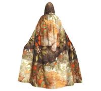 Halloween Adult Hooded Cape Cloak DDCXZPP Orange cat under the osmanthus tree Picture Super Large Hooded Cloak with Bow Tie