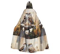 Halloween Adult Hooded Cape Cloak DDCXZPP Sparrows in the garden Picture Super Large Hooded Cloak with Bow Tie