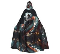 Halloween Adult Hooded Cape Cloak MSRHIUEF 3d snake Printing Super Large Hooded Cloak with Bow Tie