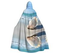 Halloween Adult Hooded Cape Cloak MSRHIUEF A big conch Printing Super Large Hooded Cloak with Bow Tie