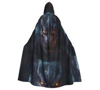 Halloween Adult Hooded Cape Cloak MSRHIUEF Angry dragon Printing Super Large Hooded Cloak with Bow Tie