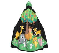 Halloween Adult Hooded Cape Cloak MSRHIUEF Animal party under the flower tree Printing Super Large Hooded Cloak with Bow Tie