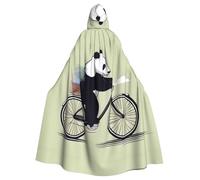 Halloween Adult Hooded Cape Cloak MSRHIUEF Bicycle Panda Printing Super Large Hooded Cloak with Bow Tie