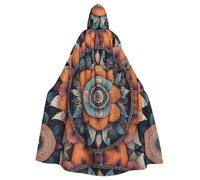 Halloween Adult Hooded Cape Cloak MSRHIUEF Boho Mandala Colorful Flowers Printing Super Large Hooded Cloak with Bow Tie