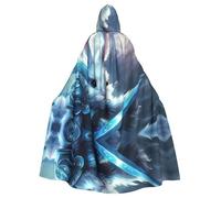 Halloween Adult Hooded Cape Cloak MSRHIUEF Bunny Warrior Printing Super Large Hooded Cloak with Bow Tie