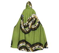 Halloween Adult Hooded Cape Cloak MSRHIUEF Cobra Snake Printing Super Large Hooded Cloak with Bow Tie