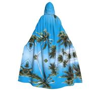 Halloween Adult Hooded Cape Cloak MSRHIUEF Coconut Grove By The Sea Printing Super Large Hooded Cloak with Bow Tie