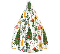 Halloween Adult Hooded Cape Cloak MSRHIUEF Colorful Fir Tree Wreath Printing Super Large Hooded Cloak with Bow Tie