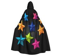 Halloween Adult Hooded Cape Cloak MSRHIUEF Colorful origami stars Printing Super Large Hooded Cloak with Bow Tie