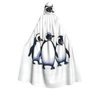 Halloween Adult Hooded Cape Cloak MSRHIUEF Cute Penguins Printing Super Large Hooded Cloak with Bow Tie