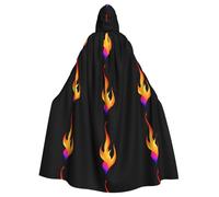 Halloween Adult Hooded Cape Cloak MSRHIUEF Dancing flames Printing Super Large Hooded Cloak with Bow Tie