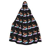 Halloween Adult Hooded Cape Cloak MSRHIUEF Deer stepping on colorful clouds Printing Super Large Hooded Cloak with Bow Tie