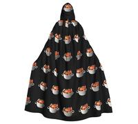 Halloween Adult Hooded Cape Cloak MSRHIUEF Delicious crab in the pot Printing Super Large Hooded Cloak with Bow Tie