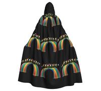 Halloween Adult Hooded Cape Cloak MSRHIUEF Fairies dancing on the rainbow Printing Super Large Hooded Cloak with Bow Tie