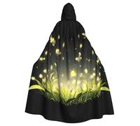 Halloween Adult Hooded Cape Cloak MSRHIUEF Fireflies glowing in the flowers Printing Super Large Hooded Cloak with Bow Tie